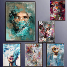 Laden Sie das Bild in den Galerie-Viewer, Abstraktes afrikanisches maskiertes Mädchen, Wandkunst, Leinwand, Poster, Graffiti-Poster und Drucke, Frauenporträt, Straßenkunst, Bilder, Heimdekoration