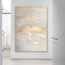 Загрузите изображение в программу просмотра галереи, Abstract Hand Painted Oil Painting With Gold Foil On Canvas Wall Art Mural Living Room Hotel Office Interior Decoration Painting