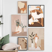 Cargar imagen en el visor de la galería, Cuadro sobre lienzo para pared carteles nórdicos e impresiones de imágenes de pared para decoración para sala de estar, lectura de verano, moda abstracta para chica, viaje