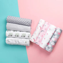Load image into Gallery viewer, 4 Pcs/Lot 100% Cotton Flannel Receiving Baby Blanket Soft Baby Muslin Diapers Newborn Swaddle Blanket Muslin Swaddle 76*76 CM