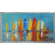 Load image into Gallery viewer, Arthyx Hand Made Texture Abstract Boat Landscape Oil Painting On Canvas,Modern Wall Art,Pictures For Living Room,Home Decoration