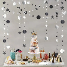 Load image into Gallery viewer, 4m Mirror Paper Star Round Gold Garland Flash Banner Happy Birthday Wedding Party Favor Baby Shower Curtain Decoration Supplies