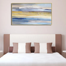 Cargar imagen en el visor de la galería, 100% Handmade Abstract oil painting beautiful gold sky scenery home decor  wall art hanging picture for living room no framed