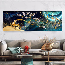 Laden Sie das Bild in den Galerie-Viewer, Abstrakte goldene Elch- und Vogel-Kunstwerke, Leinwandgemälde, moderne Poster und Drucke, Wandkunst, Bild für Wohnzimmer, Heimdekoration