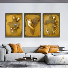 Load image into Gallery viewer, 3D Visual Gold Silver Wall Art Pictures Metal Modern Scandinavian Personalized Canvas Interior Paintings Prints Home Decor