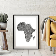 Laden Sie das Bild in den Galerie-Viewer, Afrika-Karte, Poster und Drucke, Fingerkarte, Reise-Wandkunst, Leinwandgemälde, Grau, Schwarz, Weiß, Bilder für Wohnzimmer, Heimdekoration