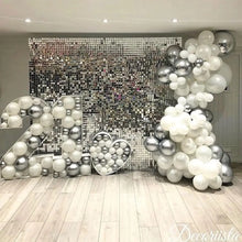 Load image into Gallery viewer, 2M Foil Curtain Shimmer Sequin Glitter Backdrop Background Wedding 30 40 50 Birthday Party Baby Shower Gender Reveal Decor