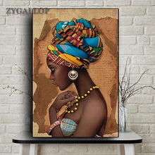 Laden Sie das Bild in den Galerie-Viewer, Afrika Wandkunst Leinwand Malerei Schwarze Frau Poster und Drucke Wandbilder für Wohnzimmer Dekoration Moderne Wohnkultur Cuadro