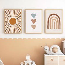 Laden Sie das Bild in den Galerie-Viewer, Abstrakte Sonne Regenbogen Benutzerdefinierte Baby Name Kindergarten Wand Kunst Leinwand Malerei Druck Bild Kinder Poster Kinderzimmer Dekoration