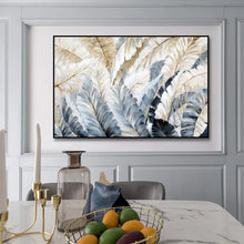 Load image into Gallery viewer, Abstract Golden Leaf Flower Wall Art Canvas Painting Nordic Black white feathers Poster Print Wall Picture for Living Room Decor