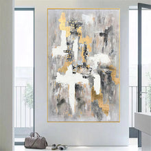 Load image into Gallery viewer, 100%Hand-painted oil painting Modern abstract gold leaf art Nordic wall painting family living room wall decor painting Frameles
