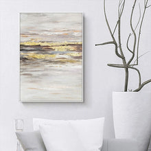 Загрузите изображение в программу просмотра галереи, Abstract Hand Painted Oil Painting With Gold Foil On Canvas Wall Art Mural Living Room Hotel Office Interior Decoration Painting