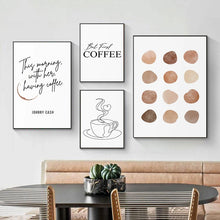 Load image into Gallery viewer, Abstract Coffee Line Drawing Poster Nordic Minimalist Black and White Canvas Painting Wall Art Print Pictures Kitchen Cafe Decor