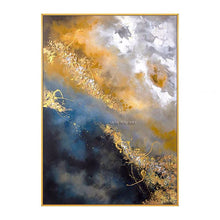Cargar imagen en el visor de la galería, 100% pintura abstracta dorada hecha a mano, imagen de arte moderno para Cuadros de pared de salón, Cuadros modernos, arte en lienzo de alta calidad