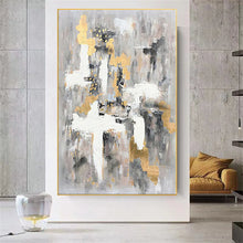 Load image into Gallery viewer, 100%Hand-painted oil painting Modern abstract gold leaf art Nordic wall painting family living room wall decor painting Frameles