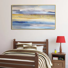 Cargar imagen en el visor de la galería, 100% Handmade Abstract oil painting beautiful gold sky scenery home decor  wall art hanging picture for living room no framed