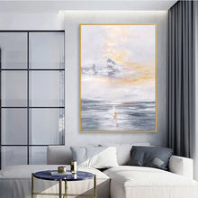 Загрузите изображение в программу просмотра галереи, Abstract Hand Painted Oil Painting With Gold Foil On Canvas Wall Art Mural Living Room Hotel Office Interior Decoration Painting