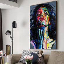 Laden Sie das Bild in den Galerie-Viewer, Abstrakte Wandgemälde, Poster, Wandkunst, Leinwanddrucke, Gemälde, sexy Frauenporträt, Bild für Wohnzimmer, Heimdekoration, ohne Rahmen