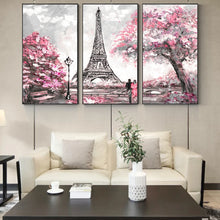 Load image into Gallery viewer, 3 Panels Paris Tower Wall Art Canvas Paintings Abstract Landscape Modular Pictures Love in Paris Canvas Prints For Living Room