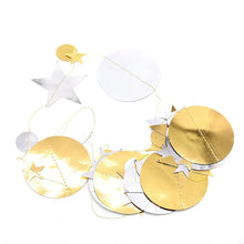 Load image into Gallery viewer, 4m Mirror Paper Star Round Gold Garland Flash Banner Happy Birthday Wedding Party Favor Baby Shower Curtain Decoration Supplies