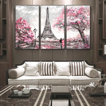 Load image into Gallery viewer, 3 Panels Paris Tower Wall Art Canvas Paintings Abstract Landscape Modular Pictures Love in Paris Canvas Prints For Living Room