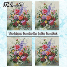 Carica l'immagine nel visualizzatore della Galleria, FULLCANG Fiore astratto Olio Stile Mosaico Pittura di grandi dimensioni pieno quadrato rotondo trapano diamante ricamo vendita decorazione della parete FG0746