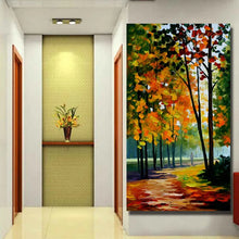 Cargar imagen en el visor de la galería, 100% handpainted knife Red maple trees Scenery Oil Painting On Canvas Wall Art picture for wedding Room home Decoration no frame