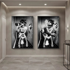 La ragazza sexy si siede in una toilette Nordic Canvas Art Poster e stampe Dipinti su tela in bianco e nero sulle immagini di arte della parete Cuadro