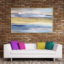 Cargar imagen en el visor de la galería, 100% Handmade Abstract oil painting beautiful gold sky scenery home decor  wall art hanging picture for living room no framed