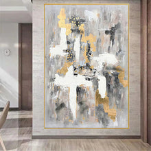 Load image into Gallery viewer, 100%Hand-painted oil painting Modern abstract gold leaf art Nordic wall painting family living room wall decor painting Frameles