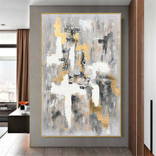Load image into Gallery viewer, 100%Hand-painted oil painting Modern abstract gold leaf art Nordic wall painting family living room wall decor painting Frameles