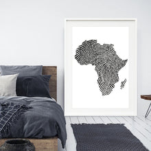 Laden Sie das Bild in den Galerie-Viewer, Afrika-Karte, Poster und Drucke, Fingerkarte, Reise-Wandkunst, Leinwandgemälde, Grau, Schwarz, Weiß, Bilder für Wohnzimmer, Heimdekoration
