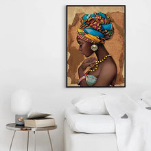 Laden Sie das Bild in den Galerie-Viewer, Afrika Wandkunst Leinwand Malerei Schwarze Frau Poster und Drucke Wandbilder für Wohnzimmer Dekoration Moderne Wohnkultur Cuadro