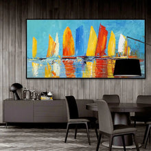 Carica l'immagine nel visualizzatore della Galleria, Arthyx Hand Made Texture Abstract Boat Landscape Oil Painting On Canvas,Modern Wall Art,Pictures For Living Room,Home Decoration