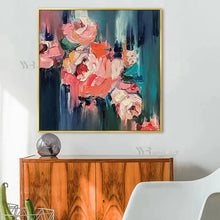 Laden Sie das Bild in den Galerie-Viewer, Abstract Floral Decor Poster Handmade Oil Painting Wall Art Hanging Canvas Picture Unframed Living Room Bedroom Restaurant Mural