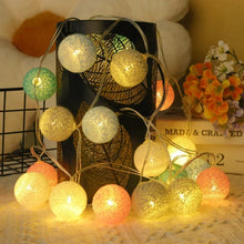 Load image into Gallery viewer, 20LED Ball String Lights Lantern Rattan Battery or USB Control Wedding Christmas Decor Lighting Home Party Garden Ornament Lamps