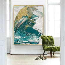 Загрузите изображение в программу просмотра галереи, Abstract Hand Painted Oil Painting With Gold Foil On Canvas Wall Art Mural Living Room Hotel Office Interior Decoration Painting
