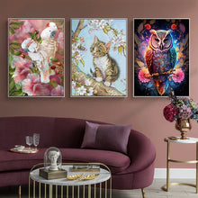 Laden Sie das Bild in den Galerie-Viewer, Tiere DIY 5D Diamant Malerei Kits Katze Eule Vögel und Blumen Vollbohrer Handarbeit Stickerei Diamant Mosaik Home Decor Geschenk