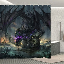 Charger l'image dans la galerie, Rideau de douche en tissu Polyester, thème fantaisie médiéval, Dragon violet, animaux magiques, ensemble de rideaux de salle de bain et de douche