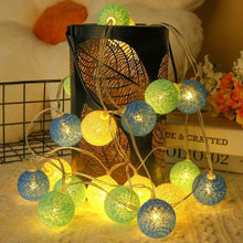 Load image into Gallery viewer, 20LED Ball String Lights Lantern Rattan Battery or USB Control Wedding Christmas Decor Lighting Home Party Garden Ornament Lamps