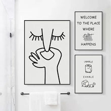 Load image into Gallery viewer, Abstract Humour Bad Smell Funny Bathroom Poster Black White Prints Canvas Painting Wall Art Pictures WC Toilet Room Decor