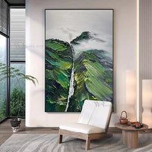 Load image into Gallery viewer, 3D Texture Art Canvas Abstract Green Mountain Handmade Oil Painting Wall Decoration Poster Living Room Bedroom Restaurant Mural