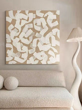 Laden Sie das Bild in den Galerie-Viewer, Nordic Abstract Art Poster With White Ribbon Pure Handmade Oil Painting Home Decoration For Bedroom Living  Room And Sofa  Mural