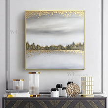 Laden Sie das Bild in den Galerie-Viewer, Abstract Gold Foil Landscape Hand Painted Oil Painting Canvas Decor Poster Wall Art Picture Living Room Bedroom Restaurant Hotel