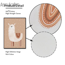 Laden Sie das Bild in den Galerie-Viewer, Alpaka-Poster, Regenbogen-Wand-Kunst-Poster, Bär-Kunstdrucke, beige Poster, Wandbild, Kinderzimmer, Leinwandgemälde, Boho-Poster, Kinderzimmer-Dekoration