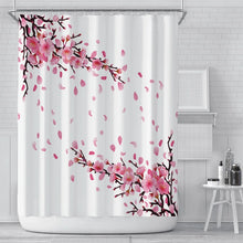 Charger l'image dans la galerie, Rideau de douche à fleurs roses, doublure de Style asiatique et japonais, rideau de douche en fleurs de cerisier, imperméable, imprimé 3D