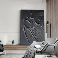 Cargar imagen en el visor de la galería, Arte abstracto pintado a mano, textura acrílica, arte de pared, lienzo blanco y negro, pintura al óleo abstracta moderna, decoración hecha a mano