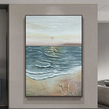 Load image into Gallery viewer, 3D Texture Canvas Art Mural Abstract Seascape Handmade Oil Painting Wall Decoration Poster Living Room Bedroom Restaurant Hotel