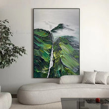 Load image into Gallery viewer, 3D Texture Art Canvas Abstract Green Mountain Handmade Oil Painting Wall Decoration Poster Living Room Bedroom Restaurant Mural