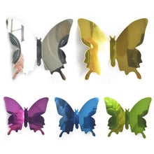 Load image into Gallery viewer, 12Pcs/lot 3D Butterfly Mirror Wall Sticker Decal Wall Art Removable Wedding Decoration Kids Room Decoration Sticker